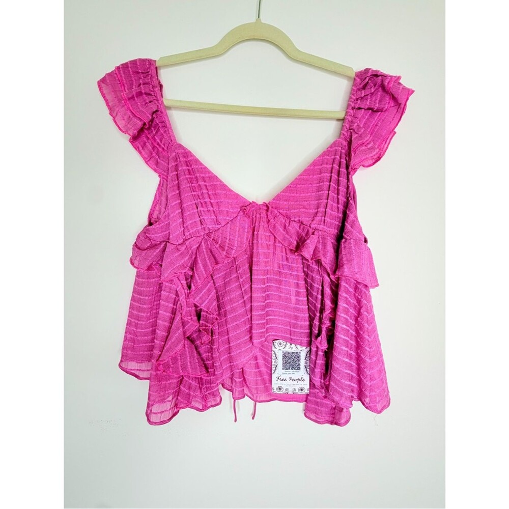 NWT ✨ FREE PEOPLE Pink Flowy ‘Can’t Get Enough’ Top Size XS